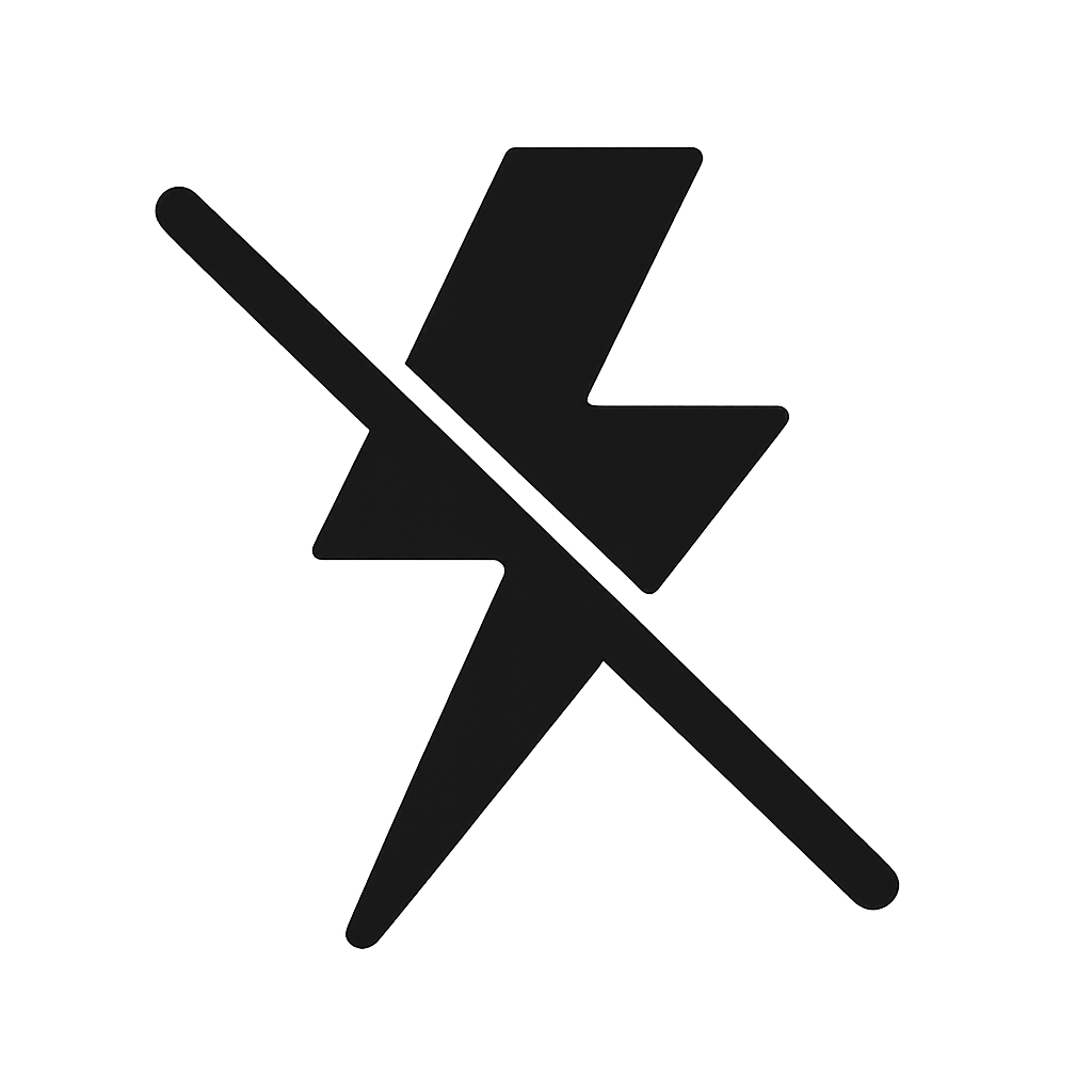 generiere mir ein durchgestrichenes Blitz Icon um Energieeinsparung aufzuzeigen